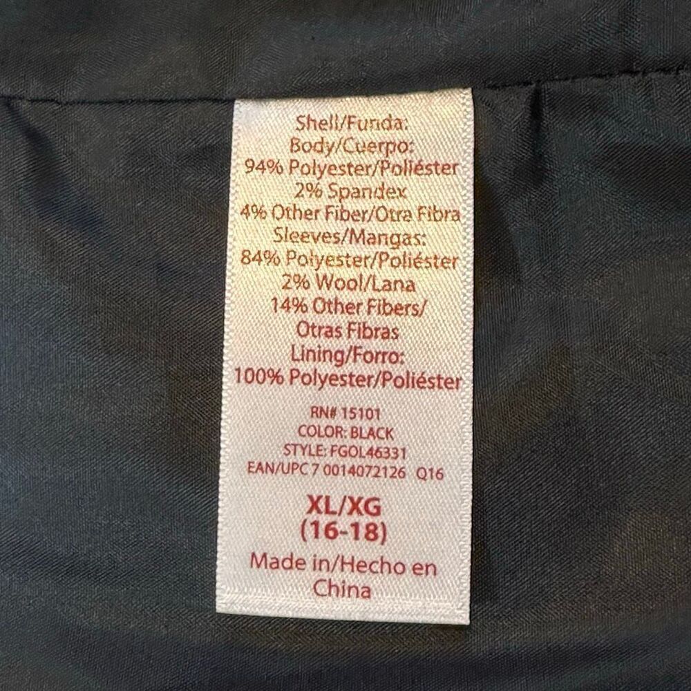 Faded Glory Full Zip Jacket Black | Women Size XL 16-18 - Picture 13 of 16
